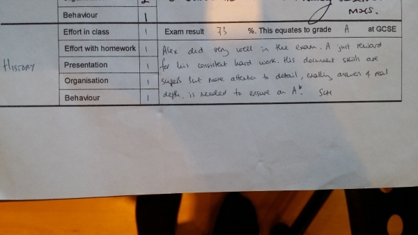 History report written by Mr Henderson